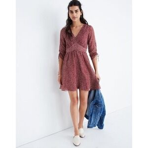 Madewell Starviolet Mini Dress in Ditsy Flowers Red Sundress Women's Size 12‎